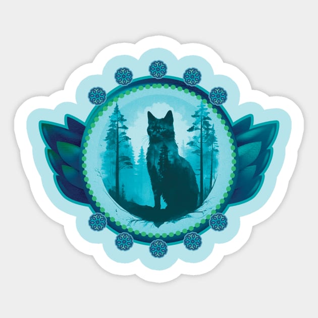 Cat and Forest Sticker by MagesticLuminous